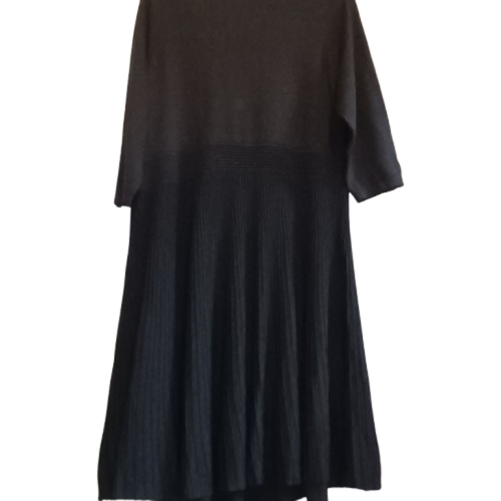 Isaac Mizrahi Live Gen 7 Black Ribbed Knit Sweater Dress 1X NWT Midi Stretchy - Picture 10 of 11